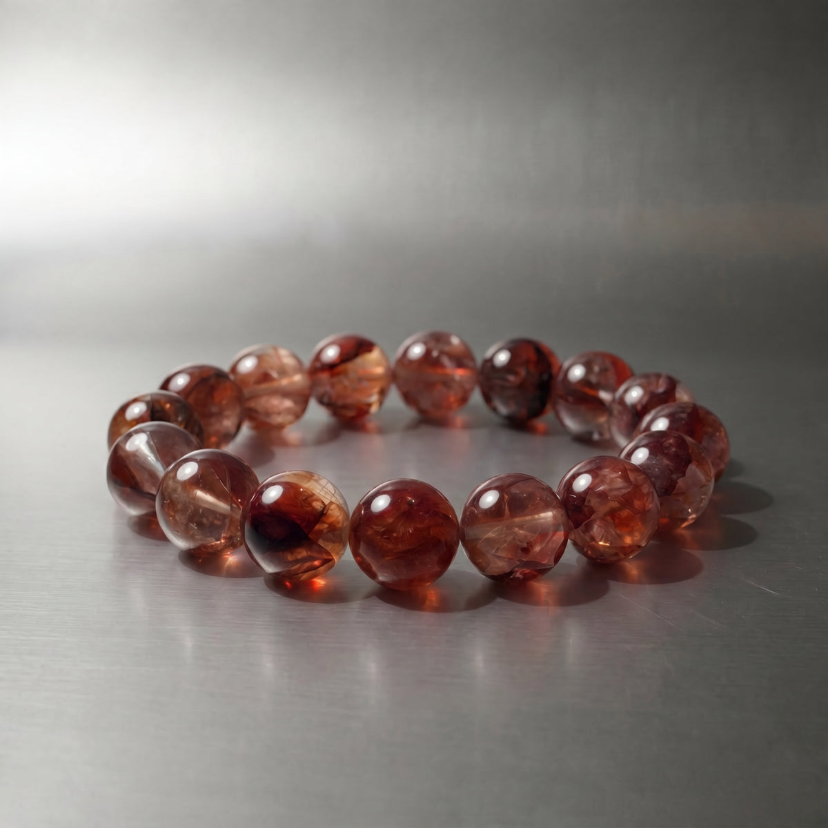 Deep Red Hematoid Quartz Bracelet